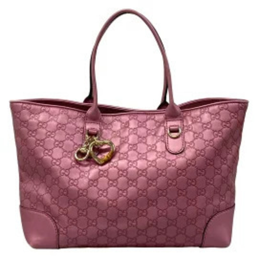 Gucci Guccissima Heartbit Tote Bag Pink Leather